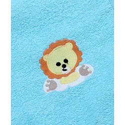 Babyhug Cotton Terry Woven Bath Towel With Lion Embroidery L 96 x B 46 cm - Blue