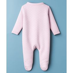Babyhug Cotton Knit Full Sleeves Sleepsuit With Animal Print - Pink