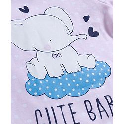 Babyhug Cotton Knit Full Sleeves Sleepsuit With Animal Print - Pink
