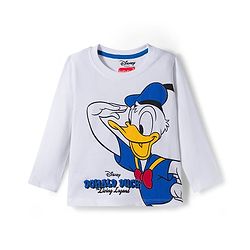 Babyhug Disney Single Jersey Knit Full Sleeves T-Shirt and Track Pant with Mickey Mouse and Friends Graphic - White & Black