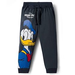 Babyhug Disney Single Jersey Knit Full Sleeves T-Shirt and Track Pant with Mickey Mouse and Friends Graphic - White & Black
