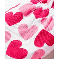 Babyhug 100% Cotton Knit  Mittens & Booties Set with Heart Print - Pink
