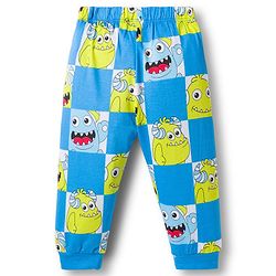 Babyhug Cotton Knit Full Sleeves Co-ords Night Suit With Animal Print - Blue