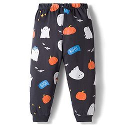Babyhug Cotton Knit Full Sleeve Night Suit with Ghost Print - Charcoal Grey