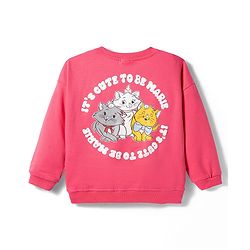 Babyhug Disney Terry Knit Full Sleeves Sweatshirt and Track Pant Set with Marie Graphic - Pink