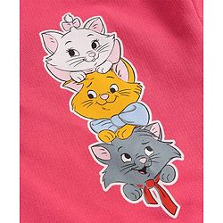Babyhug Disney Terry Knit Full Sleeves Sweatshirt and Track Pant Set with Marie Graphic - Pink