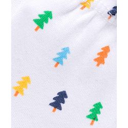 Babyhug 100% Cotton Knit Mittens and Bootie Set with Tree - White