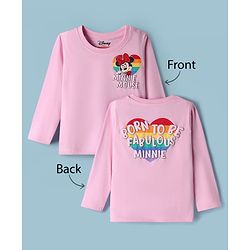 Babyhug Disney Single Jersey Knit Full Sleeves T-Shirt with Minnie Mouse Graphic - Pink