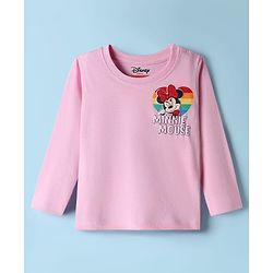 Babyhug Disney Single Jersey Knit Full Sleeves T-Shirt with Minnie Mouse Graphic - Pink