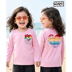 Babyhug Disney Single Jersey Knit Full Sleeves T-Shirt with Minnie Mouse Graphic - Pink