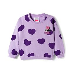 Babyhug Disney Terry Knit Full Sleeves Sweatshirt and Track Pant Set with Minnie Mouse Graphic - Purple