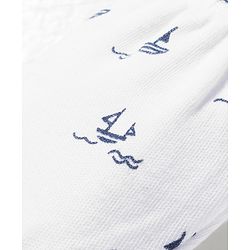 Babyhug 100% Cotton Knit  Mittens & Booties Set with Nautical Print - White