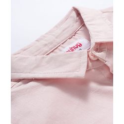 Babyhug Cotton Woven Half Sleeves Solid Color Shirt and Shorts Set With Suspender - Pink & Grey