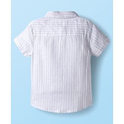 Babyhug Cotton Woven Half Sleeves Striped Shirt & Shorts Set with Suspender - White & Brown