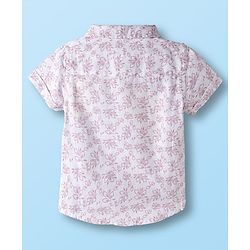Babyhug Cotton Woven Half Sleeves Shirt & Shorts Set with Bow & Floral Print - Pink