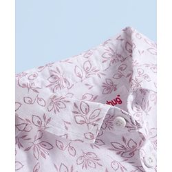 Babyhug Cotton Woven Half Sleeves Shirt & Shorts Set with Bow & Floral Print - Pink