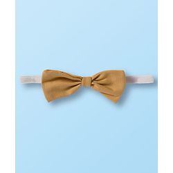 Babyhug Cotton Woven Half Sleeves Front-Open Shirt & Shorts Set with Bow & Stripes Print - White & Yellow