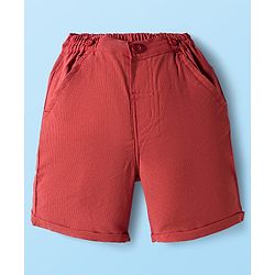 Babyhug Cotton Knit Half Sleeves Solid Color Shirt and Shorts Set with Bow & Suspender - White & Red