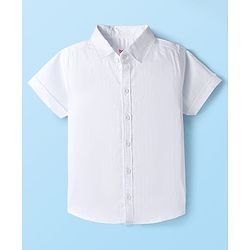 Babyhug Cotton Knit Half Sleeves Solid Color Shirt and Shorts Set with Bow & Suspender - White & Red