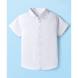 Babyhug Cotton Knit Half Sleeves Solid Color Shirt and Shorts Set with Bow & Suspender - White & Red