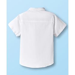 Babyhug Cotton Woven Half Sleeves Solid Color Shirt and Shorts Set with Suspender - White & Grey