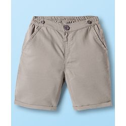 Babyhug Cotton Woven Half Sleeves Solid Color Shirt and Shorts Set with Suspender - White & Grey
