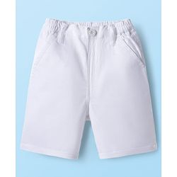 Babyhug Cotton Woven Half Sleeves Front Open Solid Color Shirt and Shorts Set - Light Peach & White