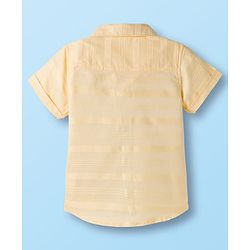 Babyhug Cotton Woven Half Sleeves Front-Open Shirt & Shorts Set with Stripes Design - White & Yellow
