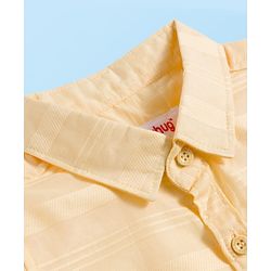 Babyhug Cotton Woven Half Sleeves Front-Open Shirt & Shorts Set with Stripes Design - White & Yellow