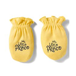 Babyhug 100% Cotton Knit Mittens and Bootie Set with Little Princess Text Print - Yellow