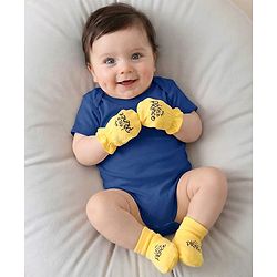 Babyhug 100% Cotton Knit Mittens and Bootie Set with Little Princess Text Print - Yellow