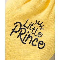 Babyhug 100% Cotton Knit Mittens and Bootie Set with Little Princess Text Print - Yellow