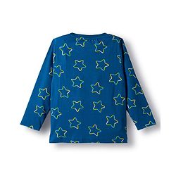 Babyhug Cotton Knit Full Sleeves Night Suit With Little Star Text Print - Navy Blue