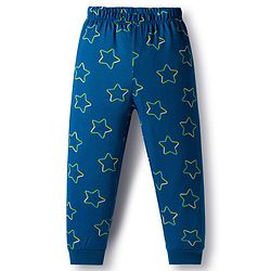 Babyhug Cotton Knit Full Sleeves Night Suit With Little Star Text Print - Navy Blue
