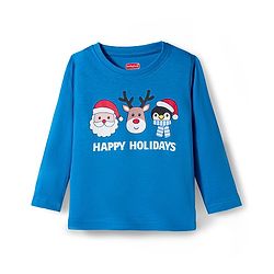 Babyhug Cotton Knit Full Sleeves Night Suit With Santa Print - Blue