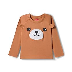 Babyhug Cotton Knit Full Raglan Sleeves Night Suit With Animal Print - Brown