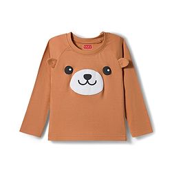 Babyhug Cotton Knit Full Raglan Sleeves Night Suit With Animal Print - Brown