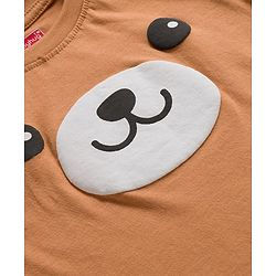 Babyhug Cotton Knit Full Raglan Sleeves Night Suit With Animal Print - Brown