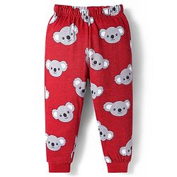 Babyhug Cotton Knit Full Sleeves Night Suit with Bear Print & Ear Applique - Grey