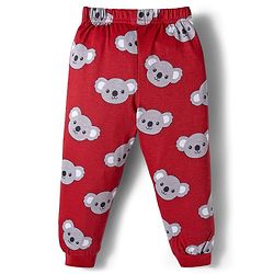 Babyhug Cotton Knit Full Sleeves Night Suit with Bear Print & Ear Applique - Grey