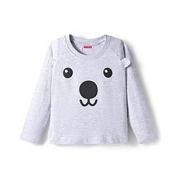 Babyhug Cotton Knit Full Sleeves Night Suit with Bear Print & Ear Applique - Grey