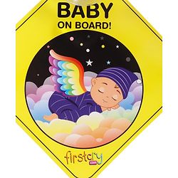 Babyhug Baby On Board Car Sign  Yellow| Safety Warning Sign| Durable & Easy to Install| High Visibility| Strong Suction Grip| Compatibly to all Wind Shields