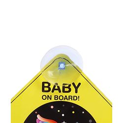 Babyhug Baby On Board Car Sign  Yellow| Safety Warning Sign| Durable & Easy to Install| High Visibility| Strong Suction Grip| Compatibly to all Wind Shields