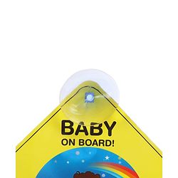 Babyhug Baby On Board Car Sign  Yellow| Safety Warning Sign| Durable & Easy to Install| High Visibility| Strong Suction Grip| Compatibly to all Wind Shields
