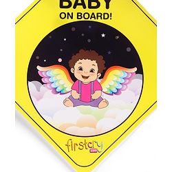 Babyhug Baby On Board Car Sign  Yellow| Safety Warning Sign| Durable & Easy to Install| High Visibility| Strong Suction Grip| Compatibly to all Wind Shields
