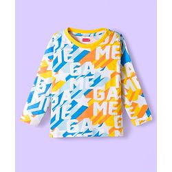 Babyhug Cotton Knit Full Sleeves Co-ords Night Suit With Text Print - Yellow & White