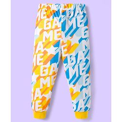 Babyhug Cotton Knit Full Sleeves Co-ords Night Suit With Text Print - Yellow & White