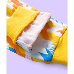 Babyhug Cotton Knit Full Sleeves Co-ords Night Suit With Text Print - Yellow & White