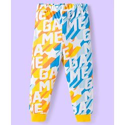 Babyhug Cotton Knit Full Sleeves Co-ords Night Suit With Text Print - Yellow & White