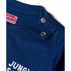 Babyhug Cotton Knit Full Sleeves Night Suit With Tiger Print - Navy Blue